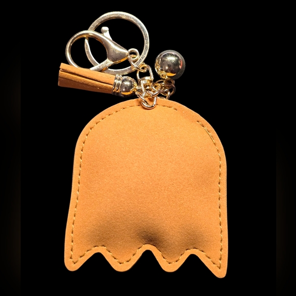 Gold Rhinestone Pacman Ghost Keychain - Picture 2 of 2